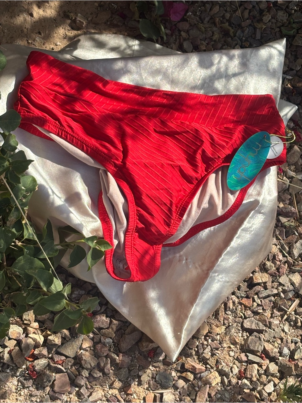 Mynah Red High-Rise Swimwear Bikini Bottoms
